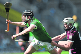 Limerick's Graeme Mulcahy is pulled back by Darren Morrissey, of Galway, during Sunday's All-Ireland hurling semi-final