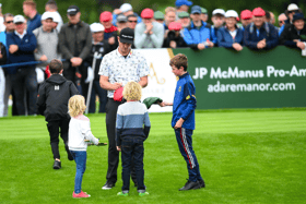 Justin Rose of England signs autographs during day two of the JP McManus Pro-Am at Adare Manor Hotel and Golf Resport
