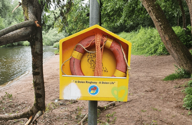 The life buoy located at Kilmurry Beach at the University of Limerick. PIC: Limerick Council Twitter