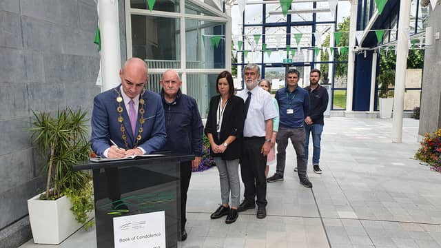 Mayor of the city and county of Limerick, Cllr Daniel, was the first person to sign the book of condolence at City Hall
