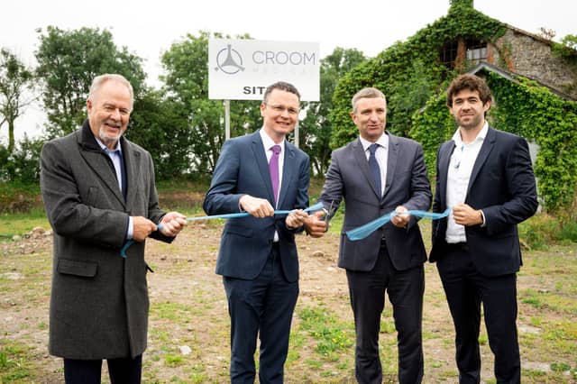 Paddy Byrnes, Minister of State Patrick O'Donovan, Minister of State Niall Collins and Patrick Byrnes, CEO of Croom Medical at the announcement | PICTURE: Don Moloney