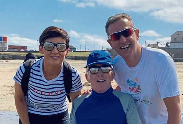 Paula McInerney, Conor O' Dea and Physio Ger Hartmann, pictured at the beach in the lead up to the Tall Ships Challenge