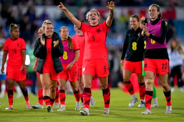 But Spitse was unable to mark her milestone appearance by converting the spot-kick, sending her effort from 12 yards off the post and wide – and instead it was England who grabbed the lead themselves within seconds as Hemp crossed from the left and Mead, who had come on at half-time, slid in to divert the ball home.