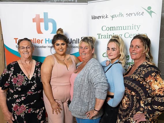 Annamarie O’Reilly (2nd from left), a member of the Midwest Traveller Youth Mental Health Advisory Panel with family and friends at the launch | PICTURE: Eamon Doody