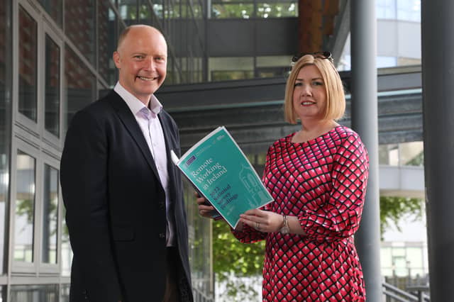 Tomás Ó Síocháin, chief executive of the Western Development Commission and Professor Alma McCarthy, Head of the J.E. Cairnes School of Business and Economics, NUI Galway. Photo: Aengus McMahon.