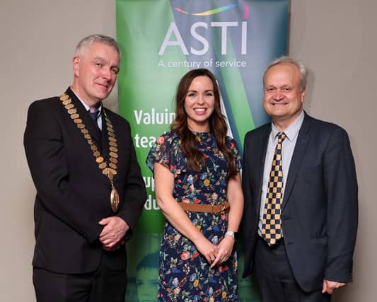 Eamon Dennehy, ASTI President, Helen Lowe, ASTI Limerick North Branch and Kieran Christie, ASTI General Secretary.