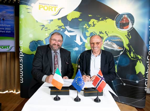 Jerry Hallissey, Shannon Foynes Port Company's head of business development and Alfred Risan, Norwegian Offshore Wind | Picture: Arthur Ellis