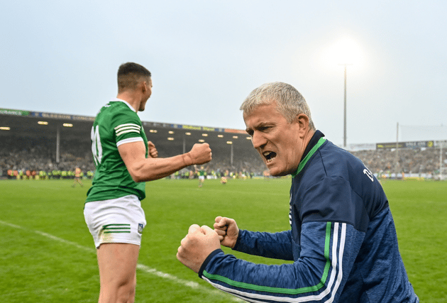 John Kiely and Gearoid Hegarty celebrate at the final whistle / Picture: Sportsfile