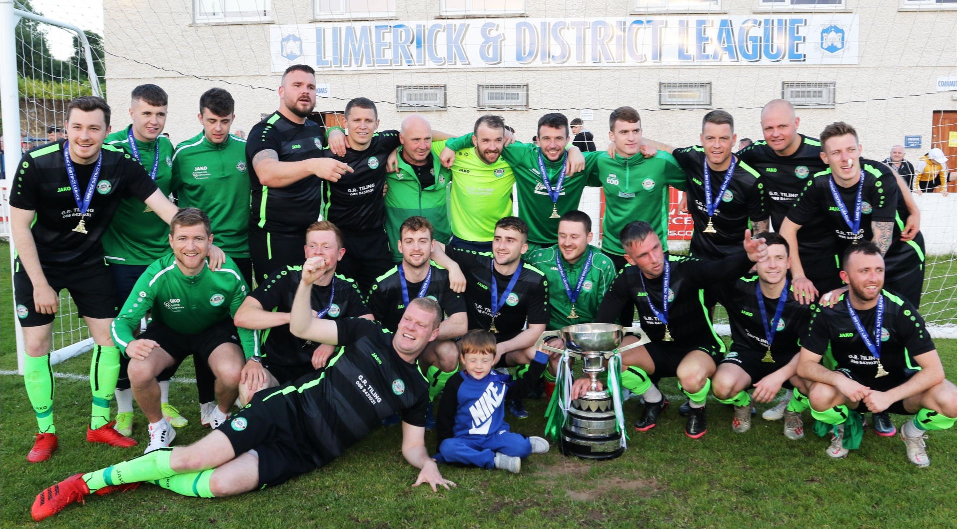 Pike Rovers celebrate their Lawson Cup final win over Fairview Rangers at Jackman Park on Thursday evening Pic: Brendan Gleeson