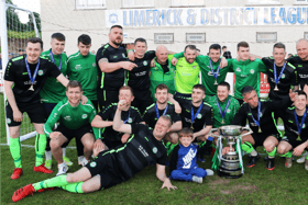 Pike Rovers celebrate their Lawson Cup final win over Fairview Rangers at Jackman Park on Thursday evening Pic: Brendan Gleeson