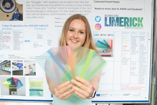 In the senior category, Niamh O’Mahony, pictured below, represented the county. Her enterprise, SmartArntU is a smart ruler and panes set which is designed to reduce reading errors due to dyslexia.