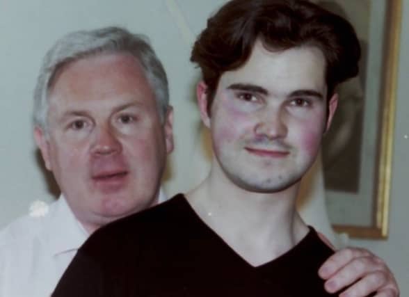 Controversial comedian Jimmy Carr pictured with his father Jim Carr who hails from Limerick city