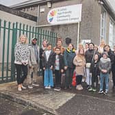 Councillor Conor Sheehan who is spearheading the initiative is pictured, with fellow northside councillor Olivia O'Sullivan alongside Ukrainian refugees staying in the old St Lelia’s School in Kileely