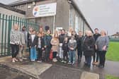 Councillor Conor Sheehan who is spearheading the initiative is pictured, with fellow northside councillor Olivia O'Sullivan alongside Ukrainian refugees staying in the old St Lelia’s School in Kileely