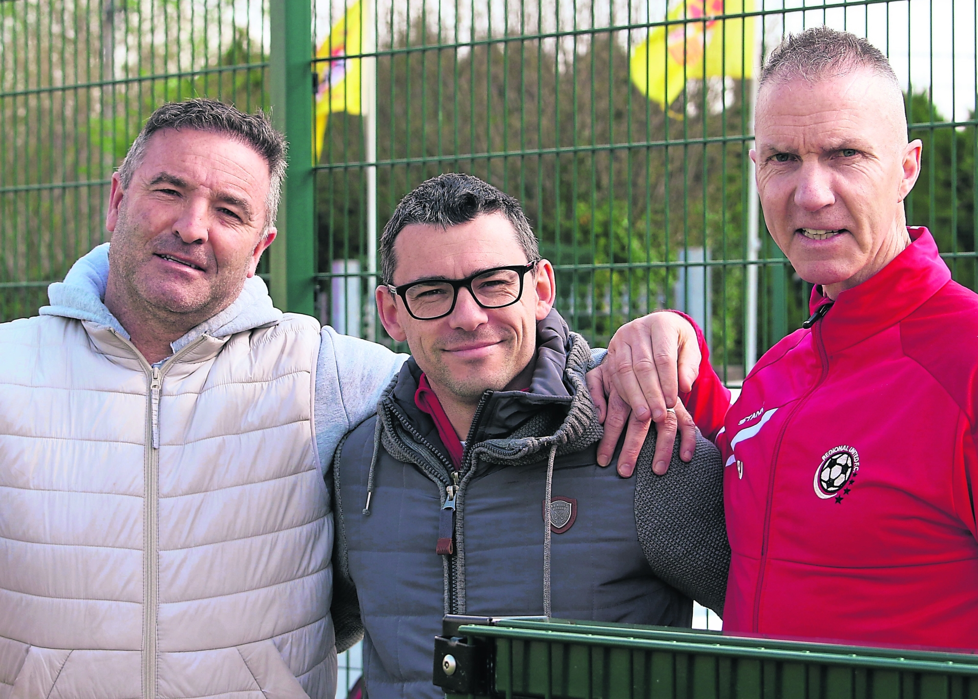 Declan Considine, Ray Jordan and Mike Reidy, at the meeting of Aisling Annacotty and Regional Utd in the Premier League in Annacotty on Sunday Pic: Brendan Gleeson