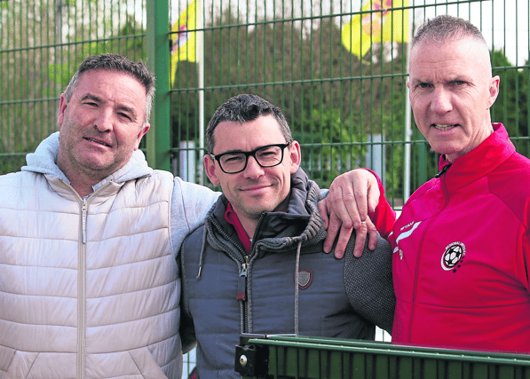 Declan Considine, Ray Jordan and Mike Reidy, at the meeting of Aisling Annacotty and Regional Utd in the Premier League in Annacotty on Sunday Pic: Brendan Gleeson