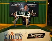 Jennifer O'Donnell with Lenson on Ice after a quarter final heat win in the Con and Annie Kirby Memorial