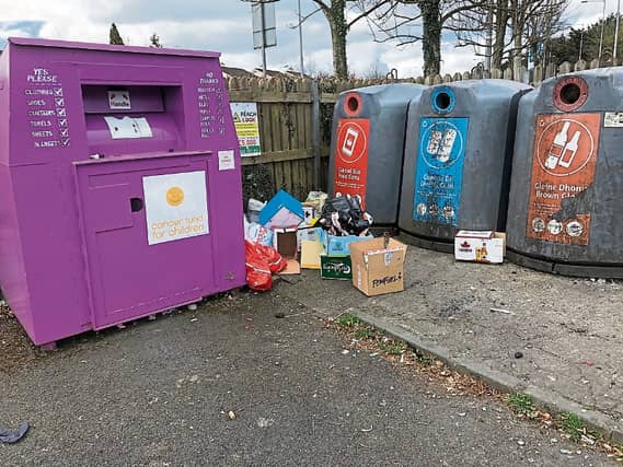 Rubbish left at Milford Bring Bank
