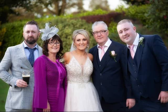 David Keane, Marian Keane, Rosemarie Keane, John Keane RIP, and Christopher Keane, taken on Rosemarie's wedding day last year