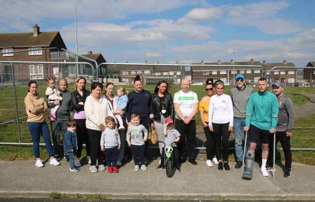 Cosgrave Park residents gathered in opposition to the latest round of development in Moyross | Picture: Adrian Butler