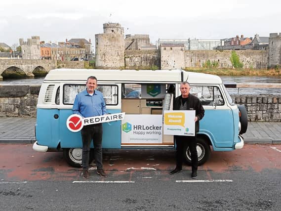 Redfaire chief executive Brian McInerney pictured with his counterpart at HRLocker Adam Coleman