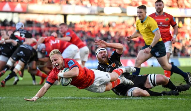 Craig Casey scoring his first try of the night. Munster's first of 10