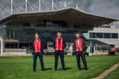 Paul Geasley, sponsorship manager, Eric Hegarty, CMO, Matchbook Betting Exhange pictured  with James Murray Racing Manager Limerick Greyhound Stadium at  the Matchbook Betting Exchange announcement