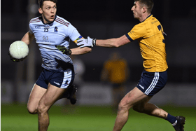 ULs David Clifford in action against Shea Ryan, of DCU Dóchas Éireann, during the Electric Ireland HE GAA Sigerson Cup semi-final in Carlow on Thursday night