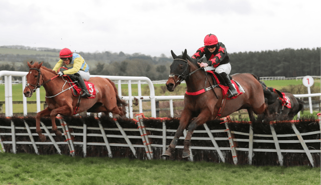 Smash The Lamp and Newcastle West jockey Gary Noonan (left) get the better of Ruhm Und Here to win at Punchestown on Monday last Picture: Caroline Norris/Racing Post