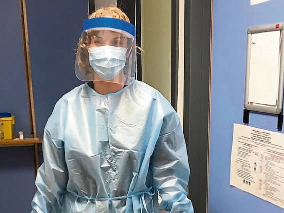 Catríona Brennan, Staff Nurse in her PPE at the Midland Regional Hospital in Portlaoise