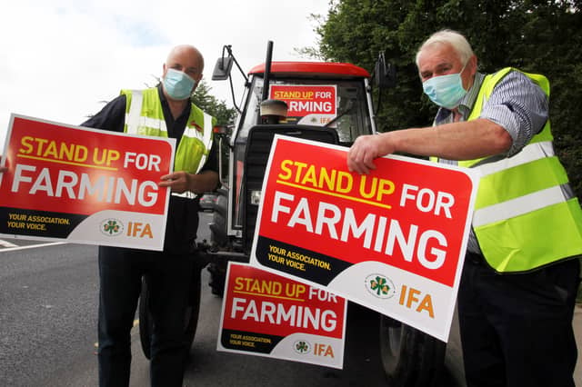 Eddie Moriarty and Tom Hogan at the Stand up for Farming protest in Newcastle West last June I PICTURE: Brendan Gleeson
