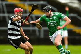 Kilmallock's Michael Houlihan in action against Padraig O'Keeffe, of Midleton, in the Munster club senior hurling semi-final at the TUS Gaelic Grounds