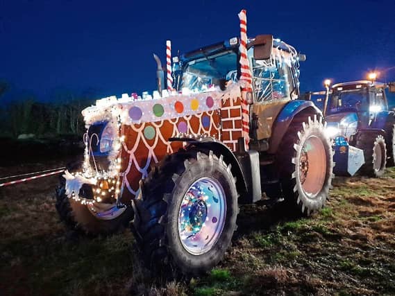 ‘Meals on wheels’: Roisin Ryan, family and friends created this superb agri gingerbread house