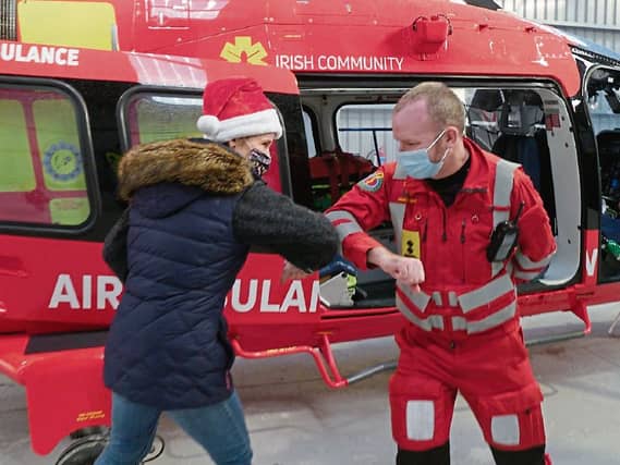 Noelle O'Brien meeting Advanced Paramedic James Ward for the first time | PICTURE: RTÉ / Ear to the Ground