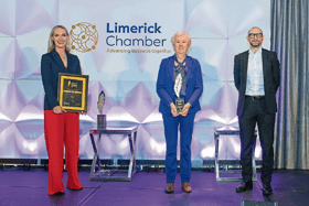 Dee Ryan, Mary Fitzgerald and  Donnacha Hurley at the Limerick Chamber regional business awards in November