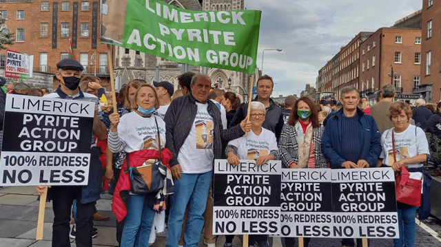 Members of the Limerick Pyrite Action Group attending a protest in Dublin last month
