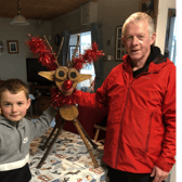 Mark Ryan and Jack Byrnes with one of the hand-made reindeer