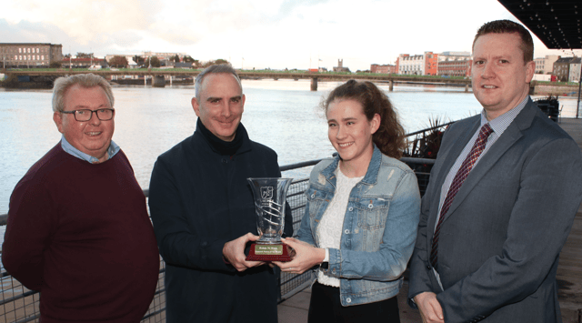 Róisín Ní Ríain with Donn O'Sullivan, editor, Limerick Leader; Dave O'Hora, Southern and Darren Harding, general manager, Clayton Hotel I PICTURES: Adrian Butler