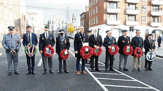 Members of the Royal British Legion Limerick branch at the war memorial in Pery Square on Sunday