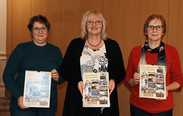 Caitriona O'Kelly, Agnes Lamont and Mary O'Kelly at the launch of Rathkeale Remembers 2022 calendar