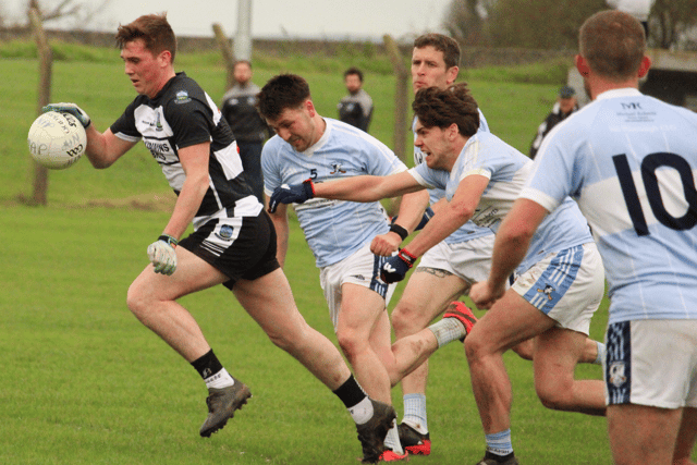 Galbally's Patrick O'Donovan in full flight in Saturday's Co SFC relegation clash with Na Piarsaigh Pic: Sinead Kiely