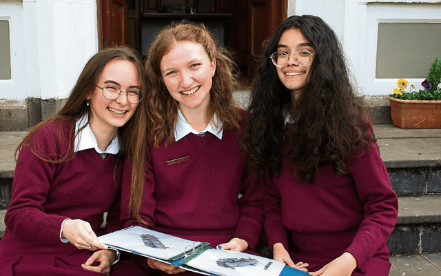 Sophie Coleman, Margherita Ni Fhlatharta and Genevieve Bachelet looking at the prototypes for their car project | PICTURES: Adrian Butler