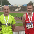 Keith Daly, Dermot Kearns and Shane O’Sullivan at the National Masters Track and Field Championships