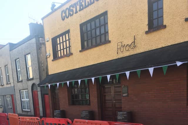 The sticky carpet in Costello's Tavern is set to be replaced by decking in a parklet. Work commenced on Tuesday and continues this Wednesday.