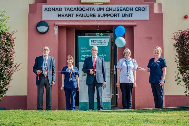 At the opening of the new Heart Failure Support Unit at Nenagh Hospital were patient Timothy Ryan, Dr Syed Abbas, Jacinta Glasgow, Agnes Carroll and Kathryn O’Brien | PICTURES: Brian Arthur