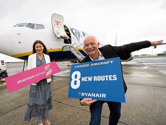 Mary Considine, CEO of the Shannon Group with Eddie Wilson, CEO of Ryanair | PICTURE: Eamon Ward