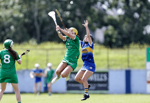 Limerick's Sophie O'Callaghan bids to win this high ball in Nenagh. PIC: Inpho