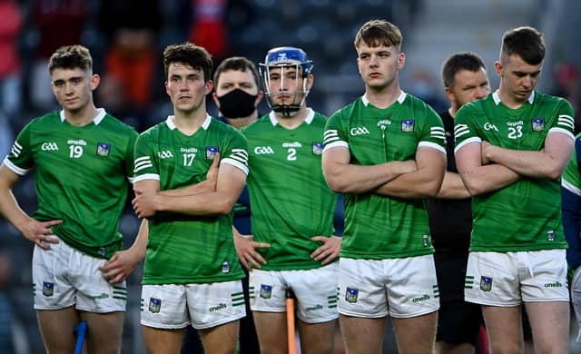 Disappointed Limerick players after the final whistle in the Munster U20 final. PIC: Sportsfile