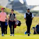 Limerick hurler Cian Lynch, front, centre, with Shane Lowry, right, and Clare's Shane O'Donnell, blue top, during the Pro Am at the Dubai Duty Free Irish Open at Lahinch