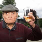Lovely! Ballybrown man Gilbert Smith, who turns 97 next week, enjoys his first glass of Paddy’s whiskey in Punch’s Bar, Patrickswell since March 2020  | PICTURE: BRENDAN GLEESON